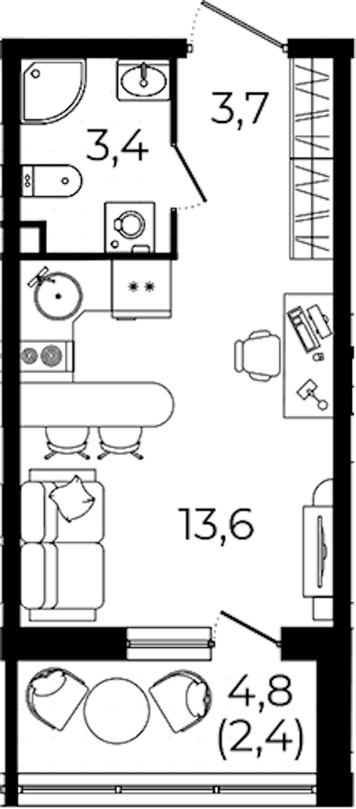Квартира студия 23.1 м², 2/12 эт., ЖК «А101 Всеволожск»